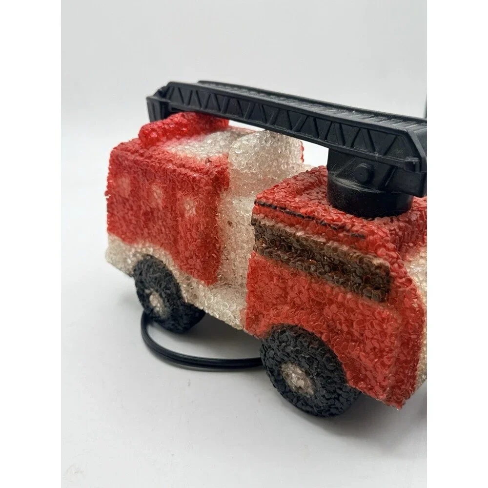 Vintage Red Ladder Fire Truck Plastic Popcorn Nightlight Table Lamp